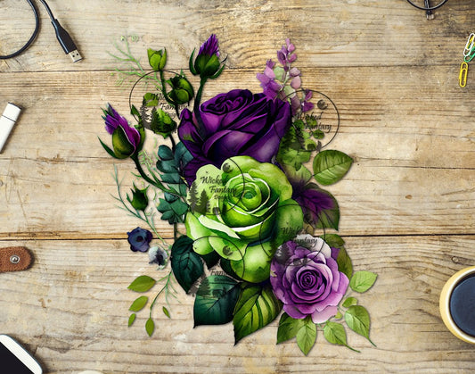UVDTF Purple and Green Flower Arrangement