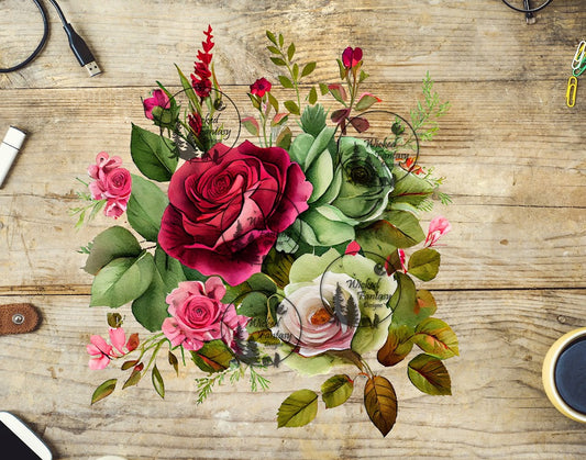 UVDTF Pink and Green Flower Arrangement