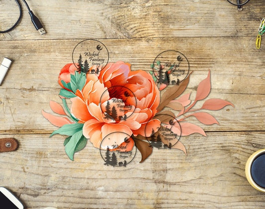 UVDTF Coral Peony Flower