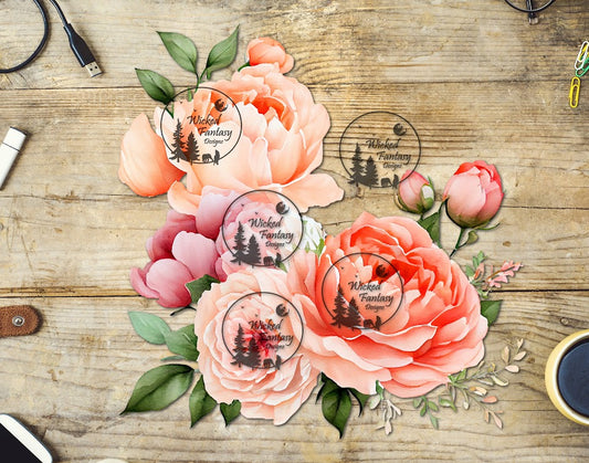 UVDTF Coral Flower Arrangement