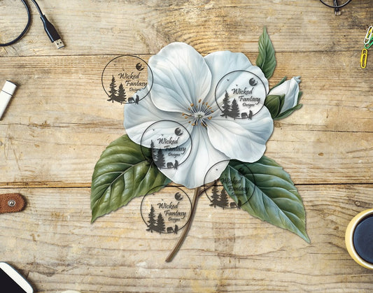 UVDTF White Flower Blossom
