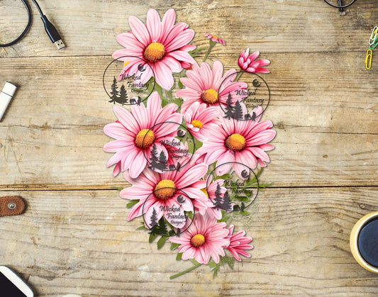 UVDTF Pink Gerbera Daisies