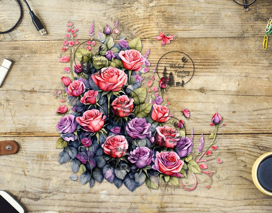 UVDTF Pink and Violet Roses