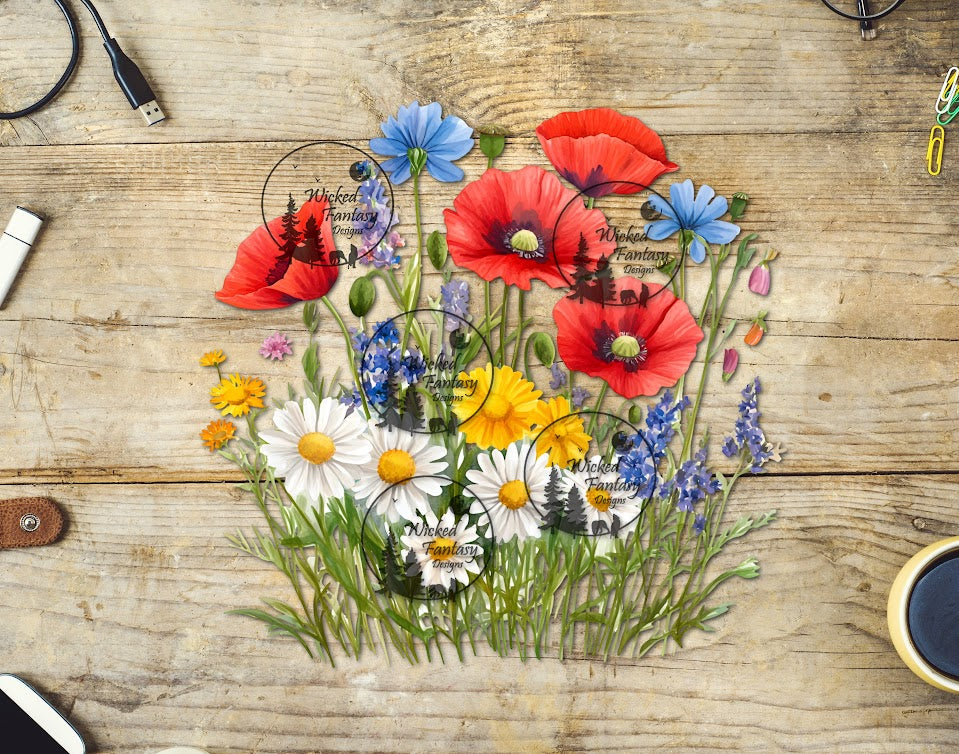 UVDTF Poppies and Daisies