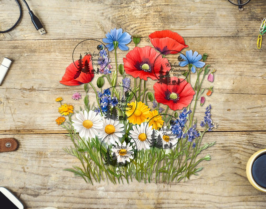UVDTF Poppies and Daisies