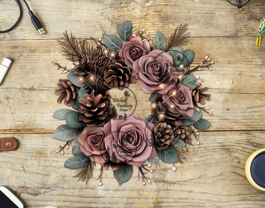 UVDTF Dusty Rose Floral Wreath