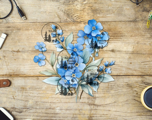 UVDTF Forget Me Not Light Blue Flower Arrangement
