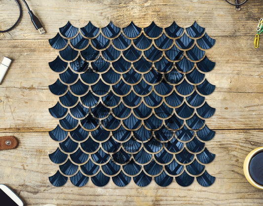 UVDTF Navy Shells Mermaid Scales 10"x10" Element