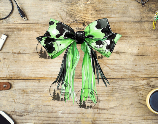 UVDTF Lime Cow Print Bow