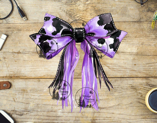 UVDTF Purple Cow Print Bow