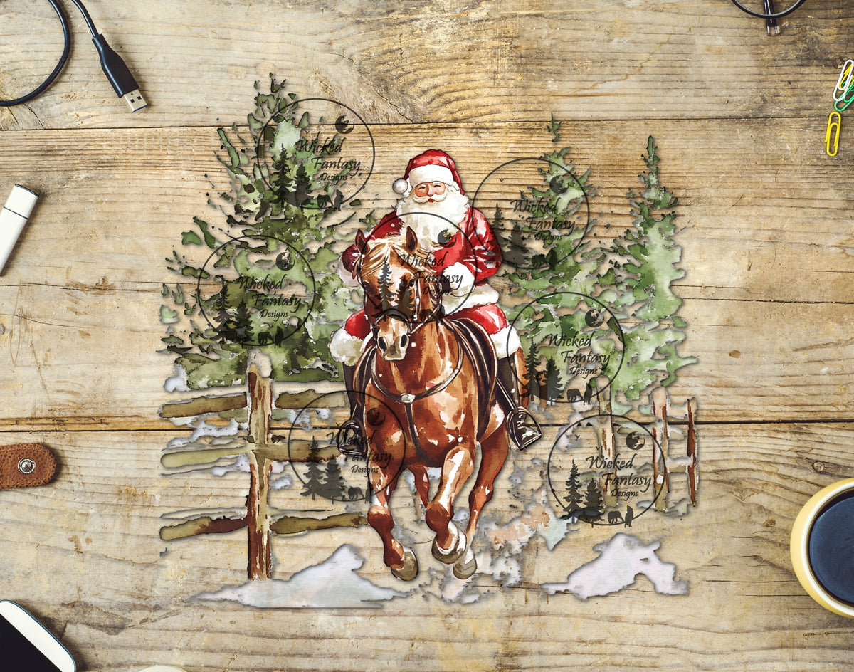 Santa Riding Design UVDTF Santa Riding a Horse – Wicked Fantasy Designs