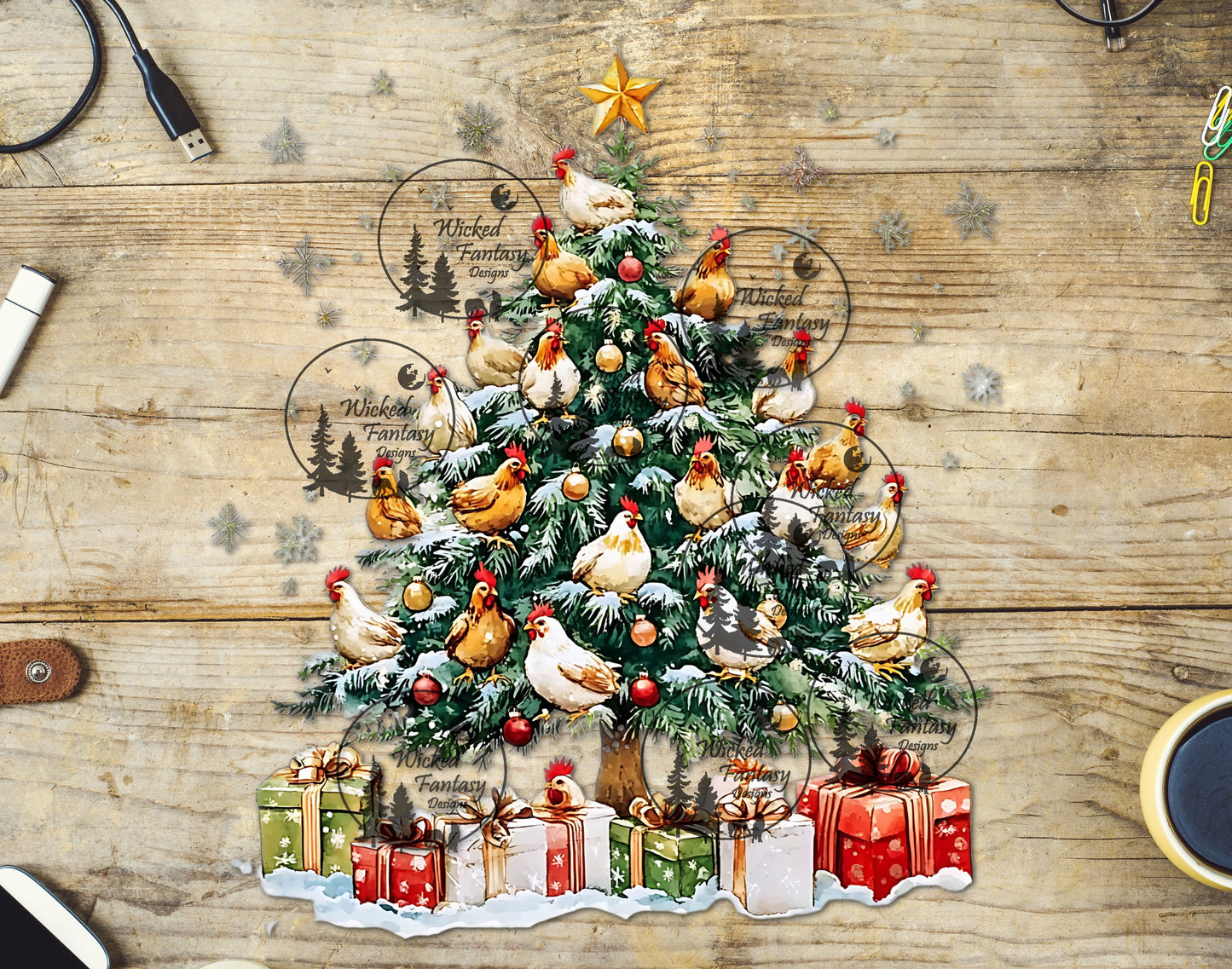 UVDTF Christmas Tree Chickens