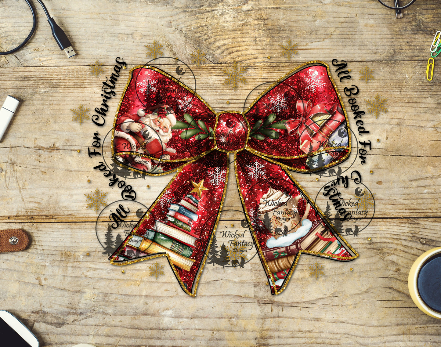 UVDTF All Booked for Christmas Bow