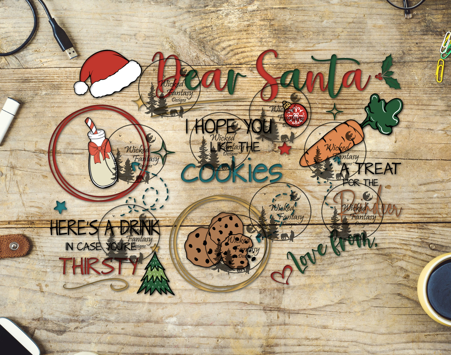 UVDTF Dear Santa I Hope You Like Cookies Carrot Milk Treat Tray