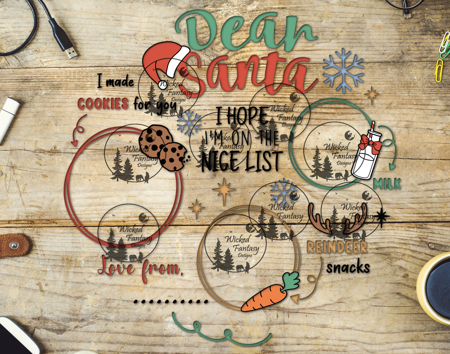 UVDTF Dear Santa Cookies Carrot Milk Treat Tray I Hope I'm on the Nice List