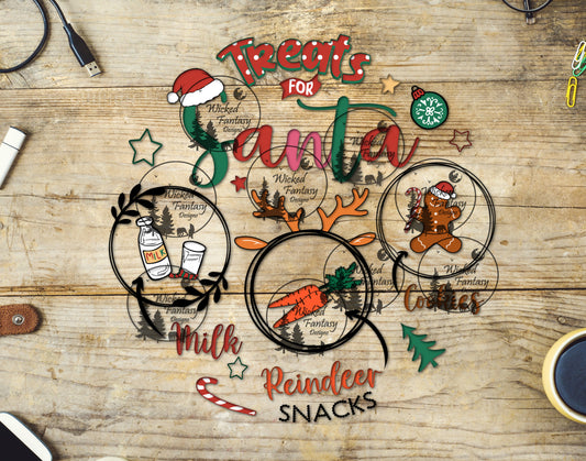 UVDTF Treats for Santa Cookies Carrot Milk Treat Tray Reindeer Snacks
