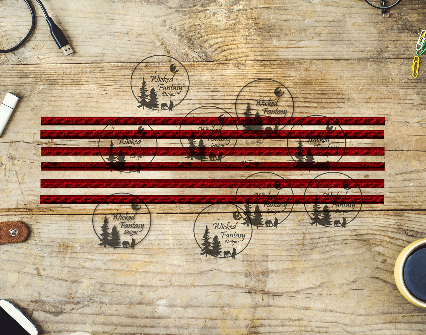 UVDTF Red Cable Knit Sweater 12"long  Narrow Striping Element