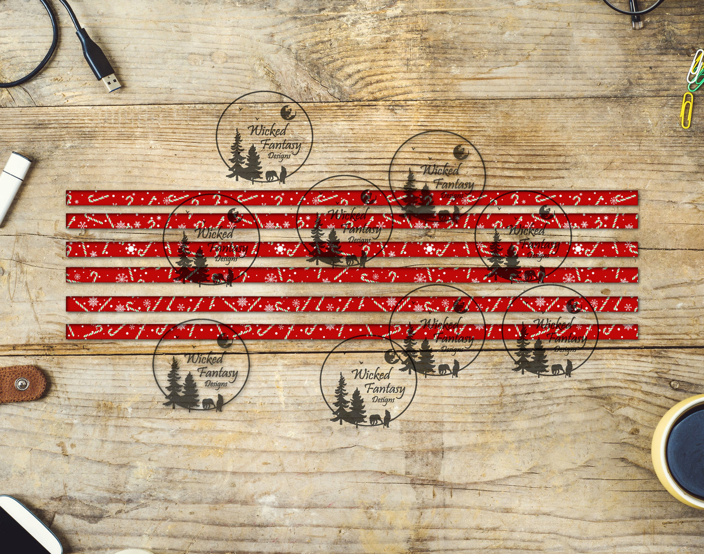 UVDTF Candy Canes 12"long  Narrow Striping Element