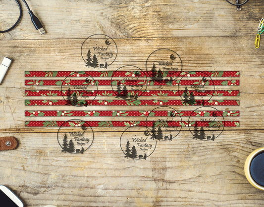 UVDTF Mistletoe and Polka Dots 12"long  Narrow Striping Element