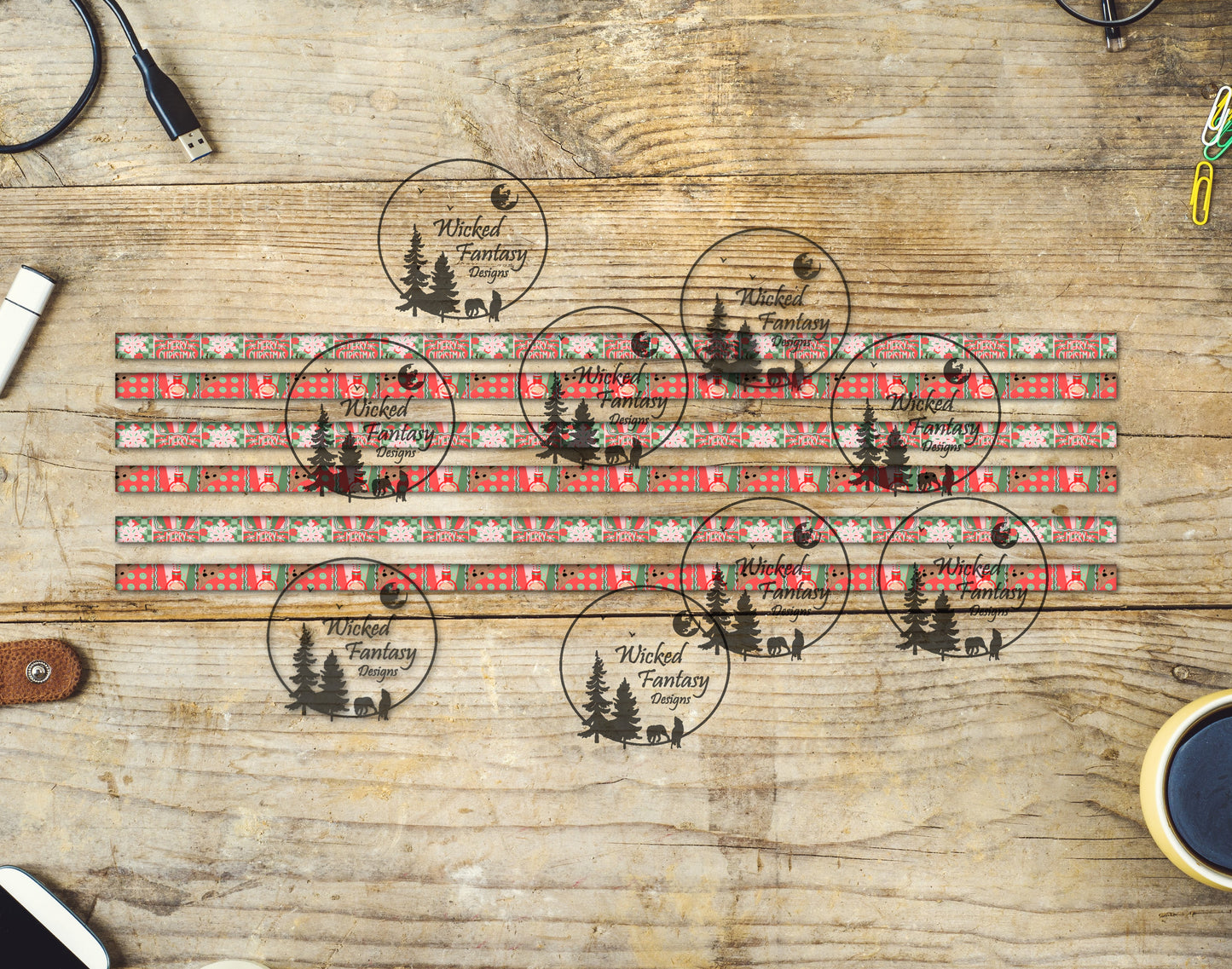 UVDTF Merry Christmas 12"long  Narrow Striping Element