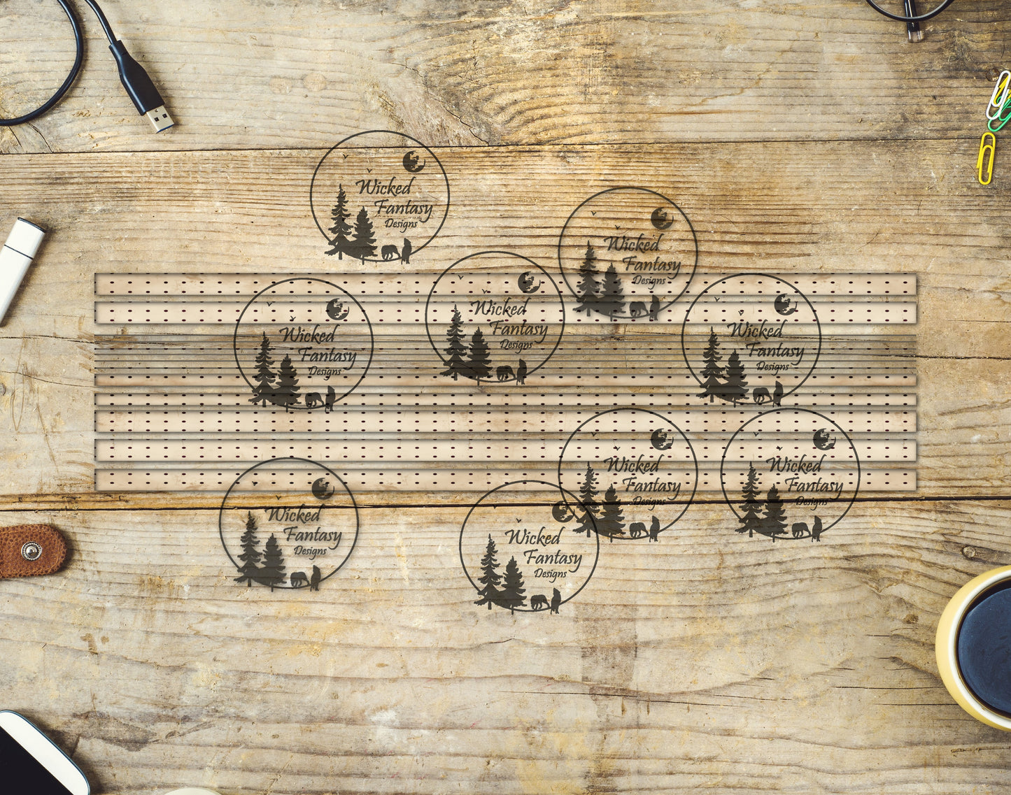 UVDTF Beige and Burgundy Polka Dots 12"long  Narrow Striping Element