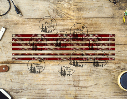 UVDTF Red Tartan Plaid 12"long  Narrow Striping Element