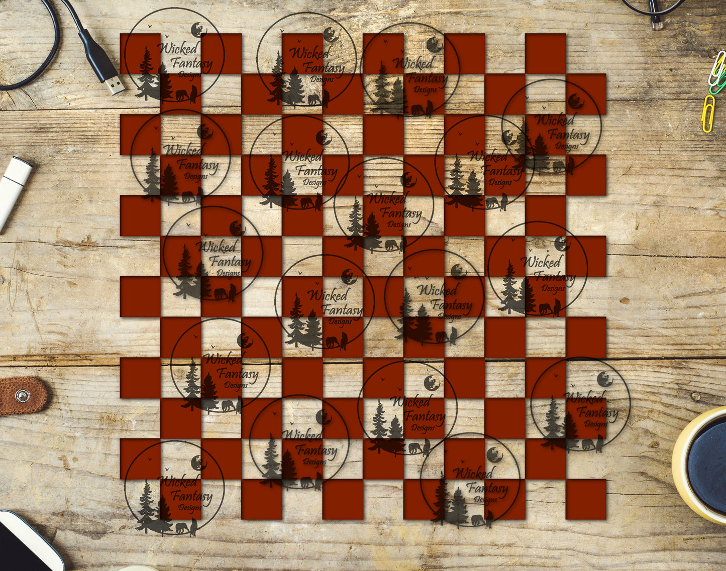 UVDTF Rust Checkered 20oz 30oz 10"x10"