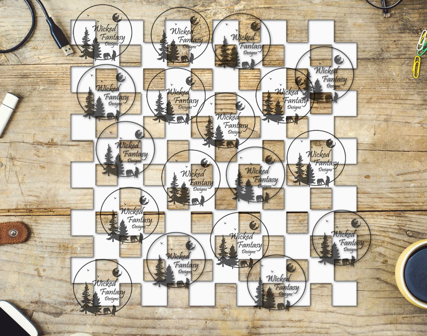 UVDTF White Checkered 20oz 30oz 10"x10"