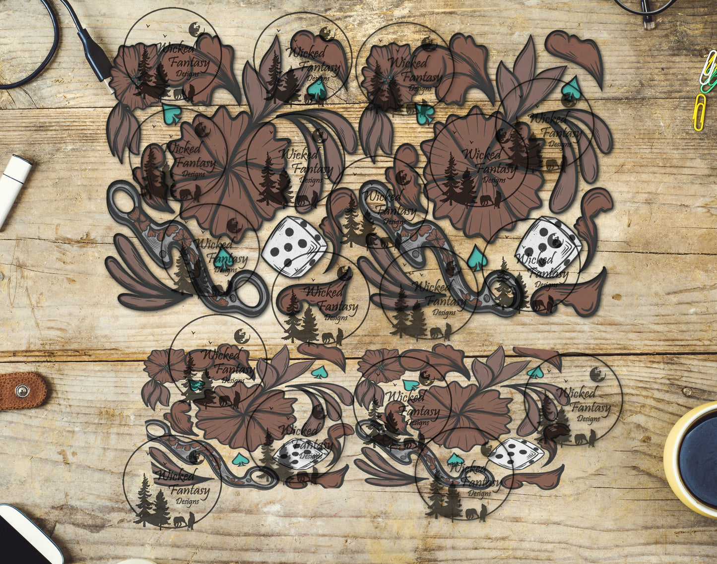UVDTF Cowgirl Tooled Leather 16oz 40oz Tumbler Wrap