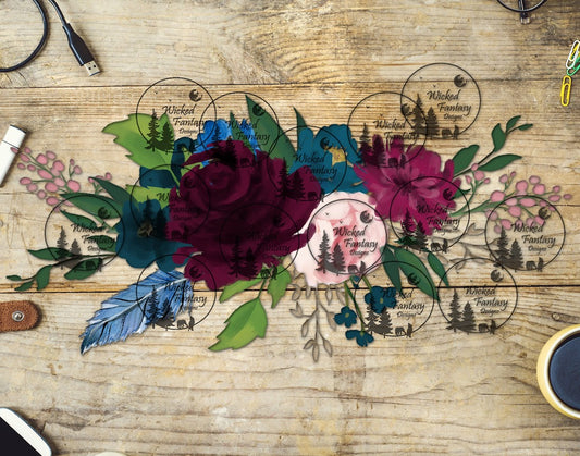 UVDTF Magenta and Teal Floral 16oz 40oz