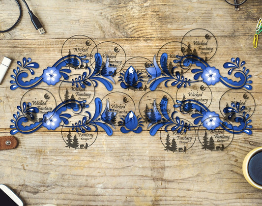 UVDTF Porcelain Blue Scroll 16oz 40oz