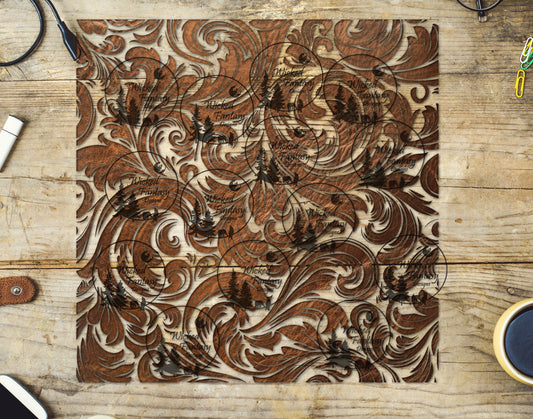 UVDTF Tooled Leather Filagree 20oz 30oz 10"x10"