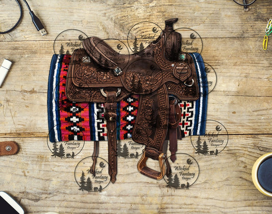 UVDTF Illustrated Western Saddle with Blanket