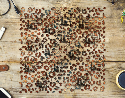 UVDTF Copper and Teal Small Leopard Print Element 10"x10"
