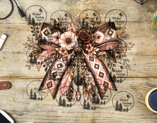 UVDTF Blush and Chocolate Neutrals Aztec Bow