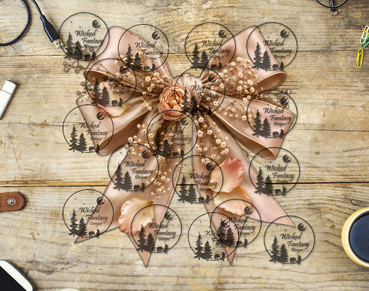 UVDTF Champagne Satin Floral Bow