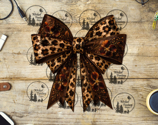 UVDTF Chocolate Orchid Leopard Bow