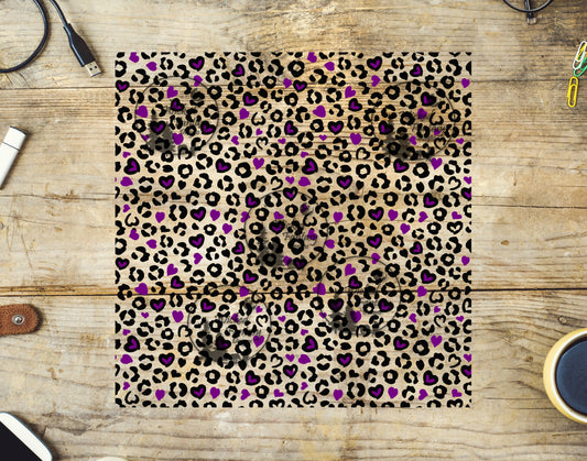 UVDTF Decal Leopard Print Hearts Purple 1pc Tumbler Element