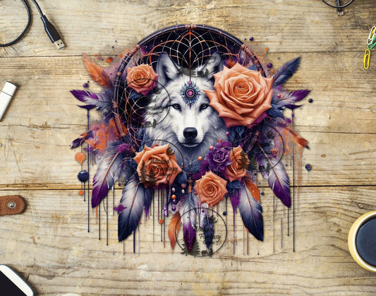 UVDTF Wolf and Dream Catcher Purple and Coral