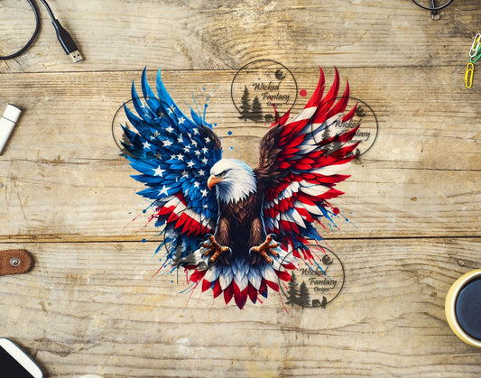 UVDTF Bald Eagle with American Flag on Feathers