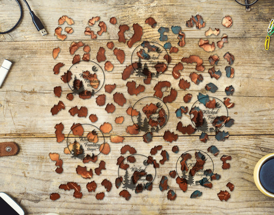 UVDTF Copper and Teal Patina Leopard Print Element 10"x10"