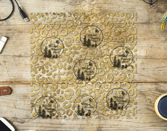 UVDTF Golden Leopard Print 10x10"