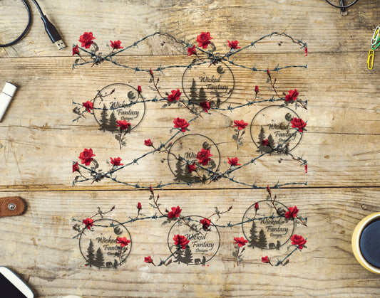 UVDTF Barb Wire Roses 20oz 30oz 10"x10" Element