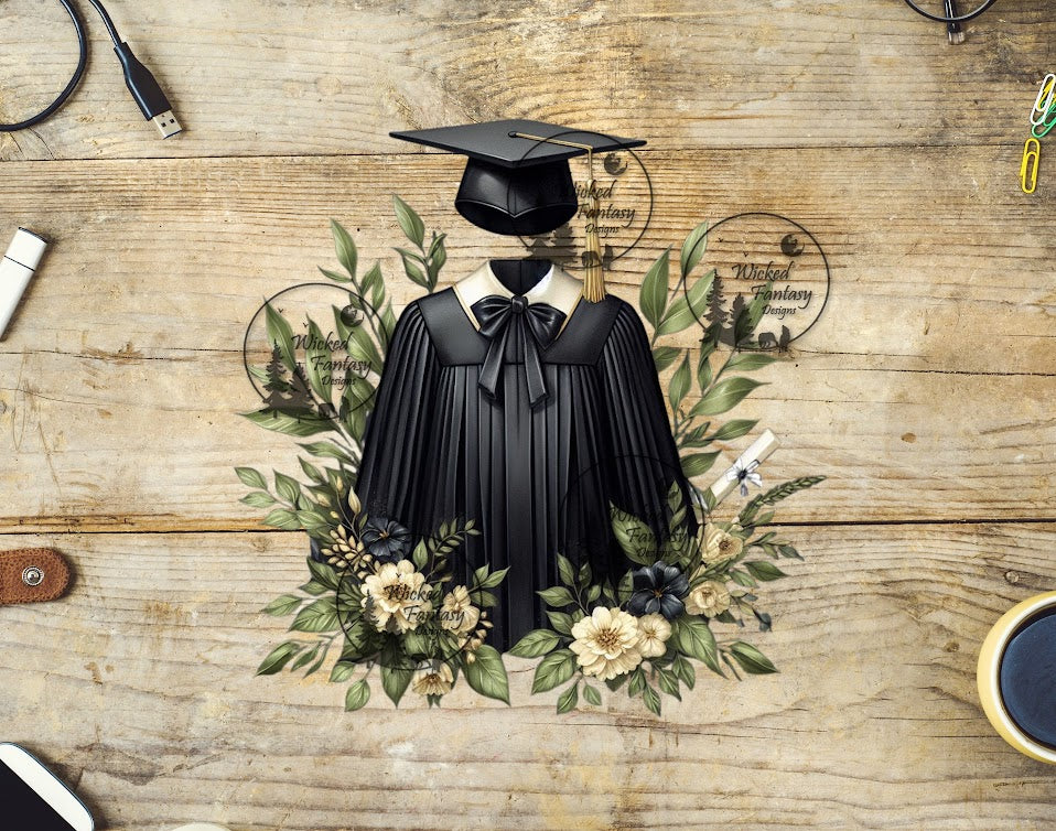 UVDTF Graduation Gown with Black bow