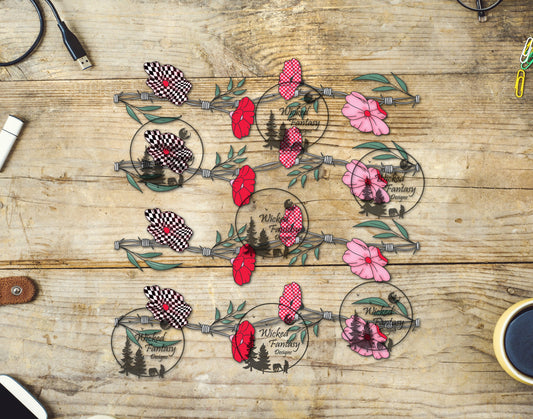 UVDTF Floral Barb Wire Strands 20oz 30oz 10"x10" Element