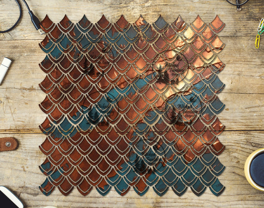 UVDTF Copper and Teal Dragon Scales 10"x10" Element