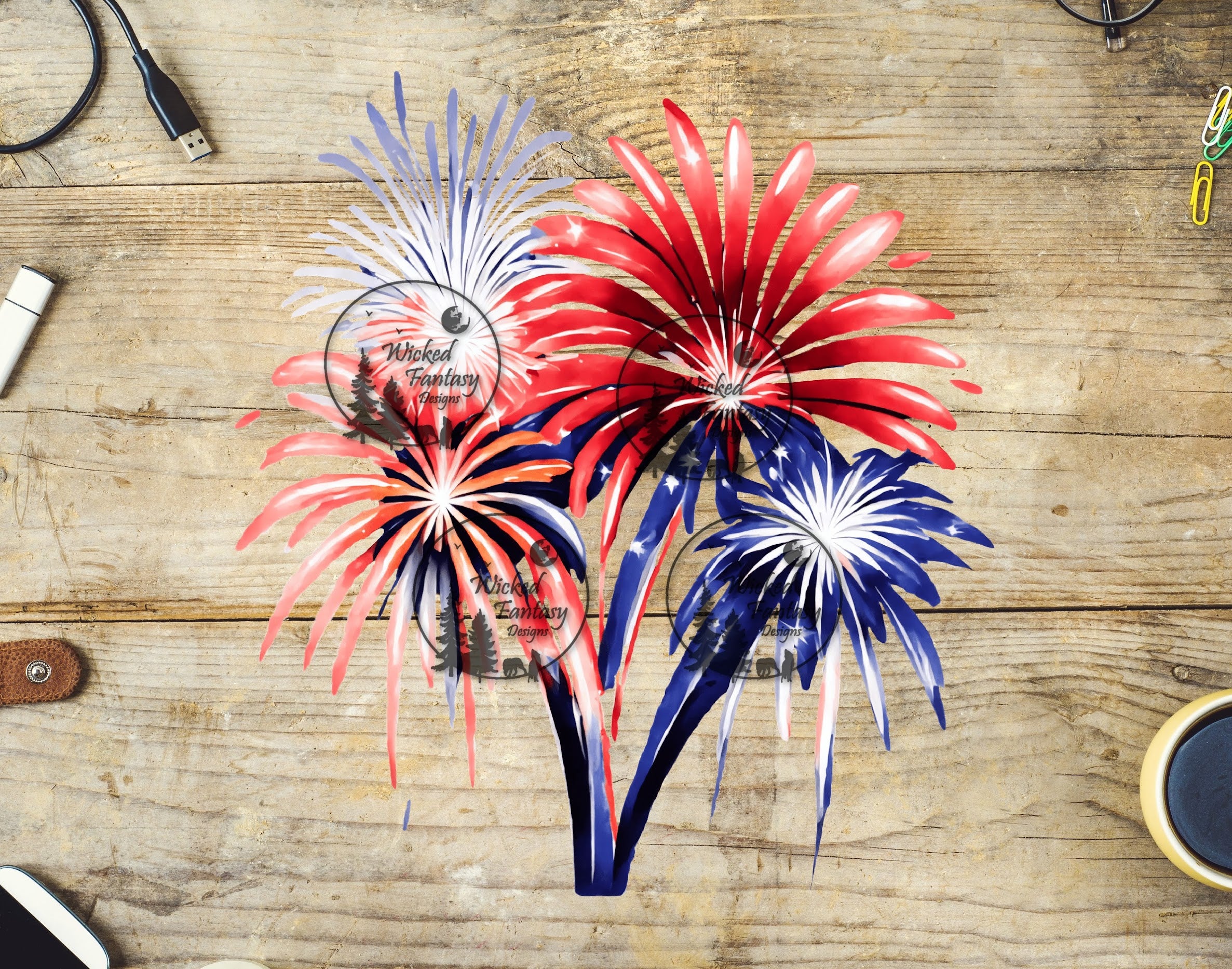Basic Firwork UVDTF Red and Blue Fireworks – Wicked Fantasy Designs
