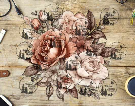 UVDTF Ivory and Tawny Floral Arrangement