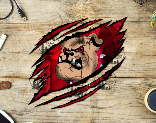 UVDTF Bulldog Claw Rip Red