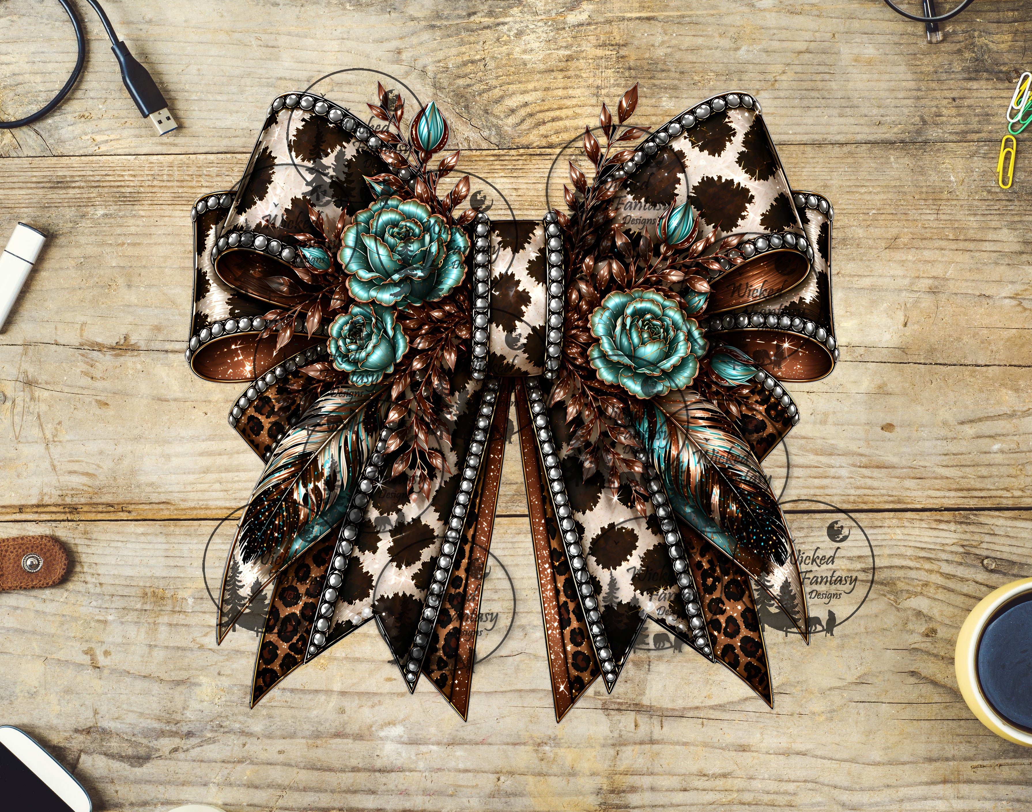 UVDTF Western Glam Cow Print and Leopard Bow – Wicked Fantasy Designs